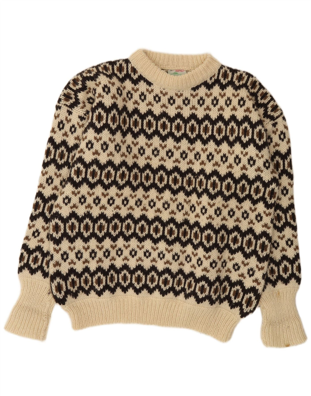 Męski sweter Stobi z okrągłym dekoltem 2XL złamanej bieli, geometrycznej wełny