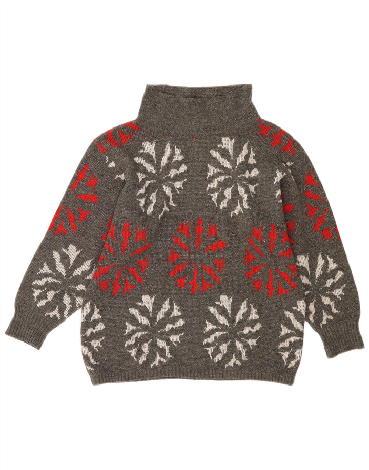 Damski sweter z golfem Flou UK 14 Średni szary geometryczny