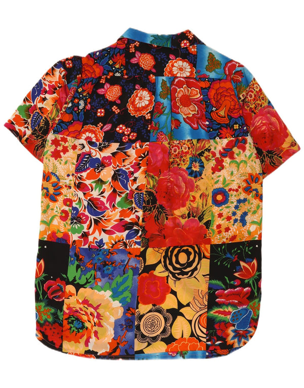 Damska sukienka koszulowa z krótkim rękawem w stylu vintage, UK 18 XL, wielobarwna w kwiaty
