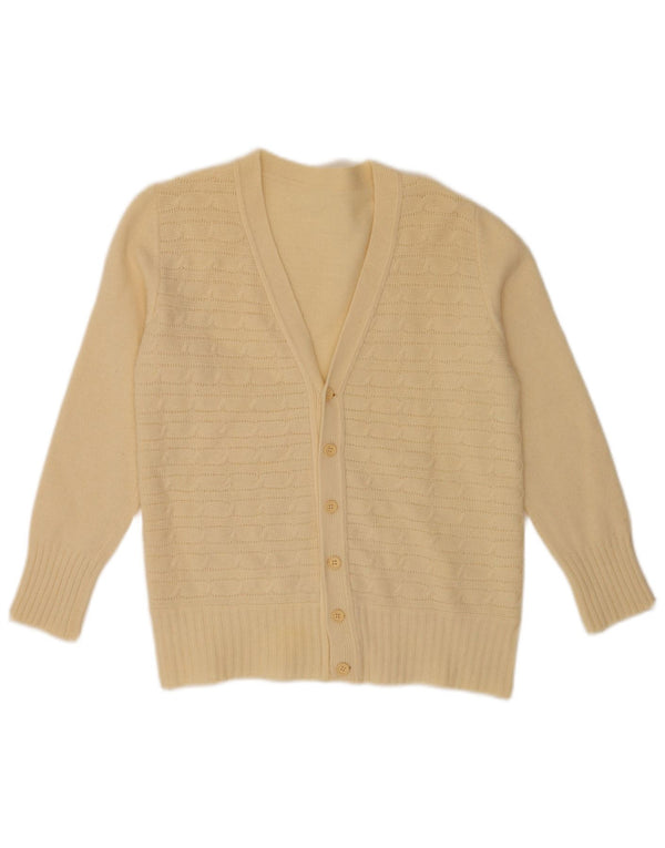 Sweter damski w stylu vintage, rozpinany UK 10, mały, beżowy