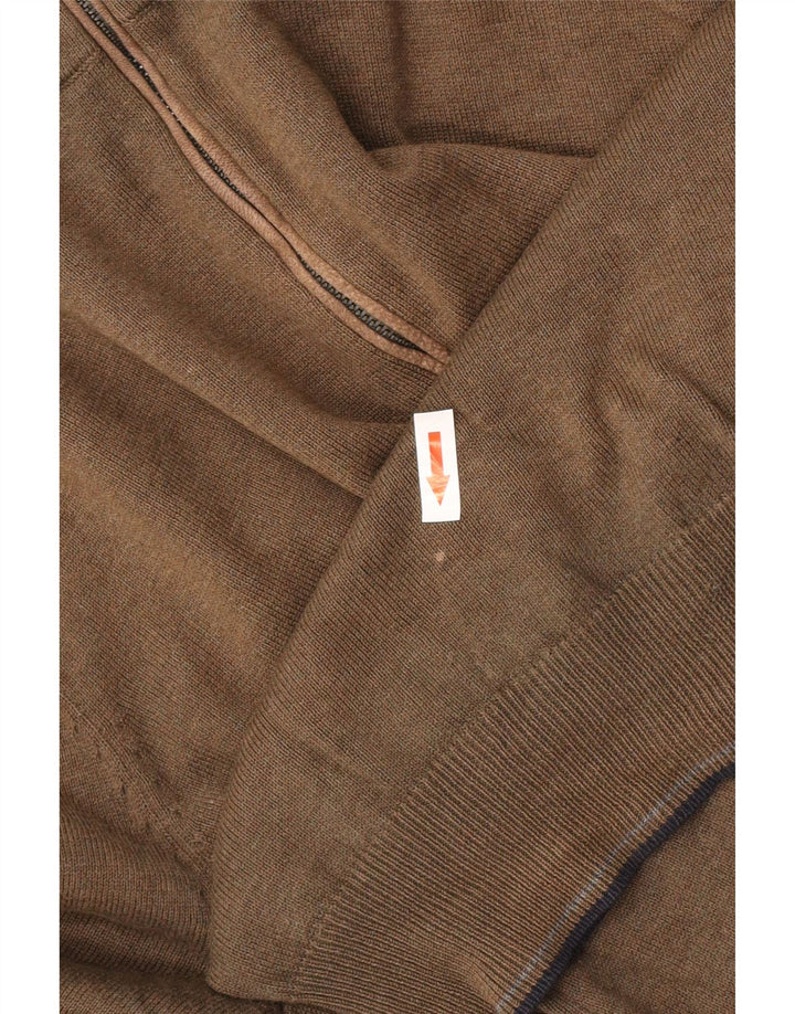 Męski sweter zapinany na zamek Massimo Dutti, średni khaki