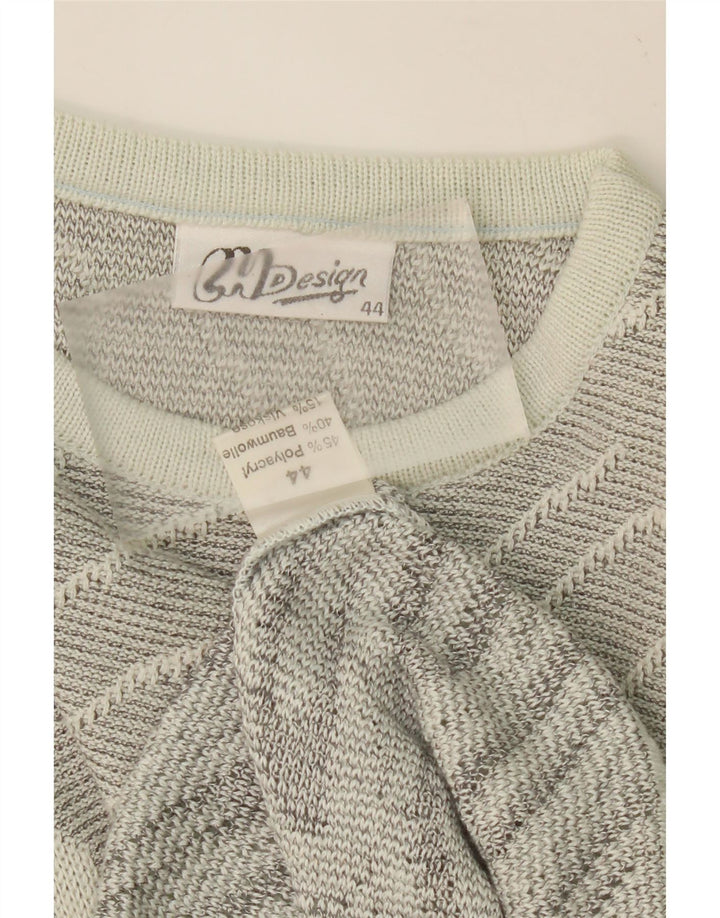 VINTAGE Womens Abstract Pattern Crew Neck Jumper Sweater EU 44 XL Grey Vintage Vintage and Second-Hand Vintage from Messina Hembry 