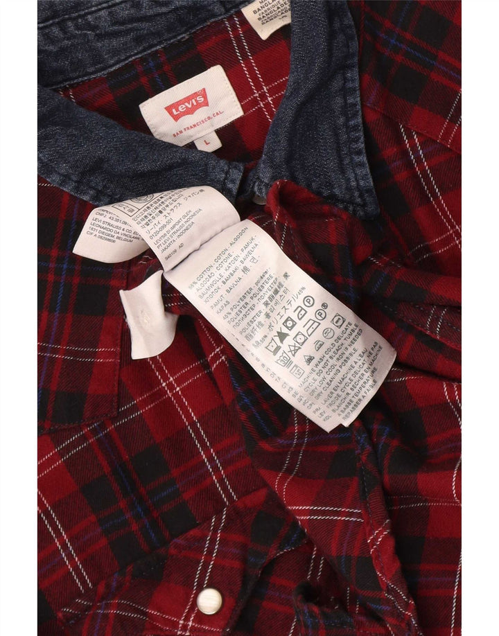 Męska koszula flanelowa Levi's, duża, bawełniana w czerwoną kratę