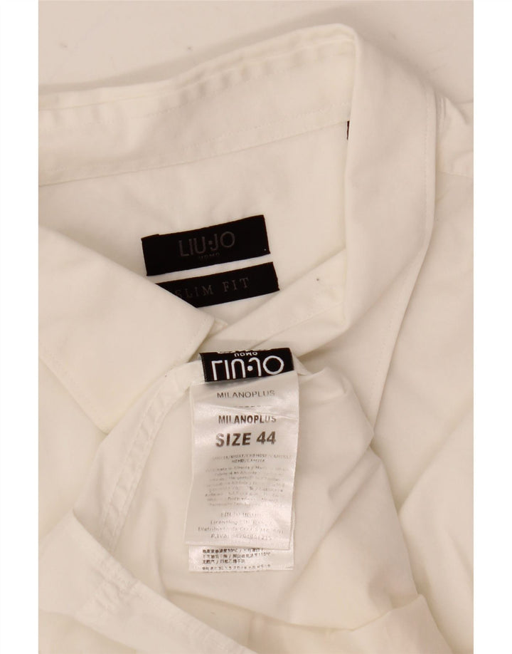 Koszula męska Liu Jo Slim Fit, rozmiar 44 XL, biała, bawełniana