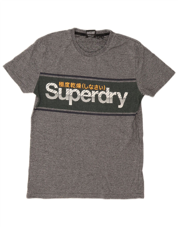 Męska koszulka Superdry Regular Graphic Top, średnia szara bawełniana nakrapiana