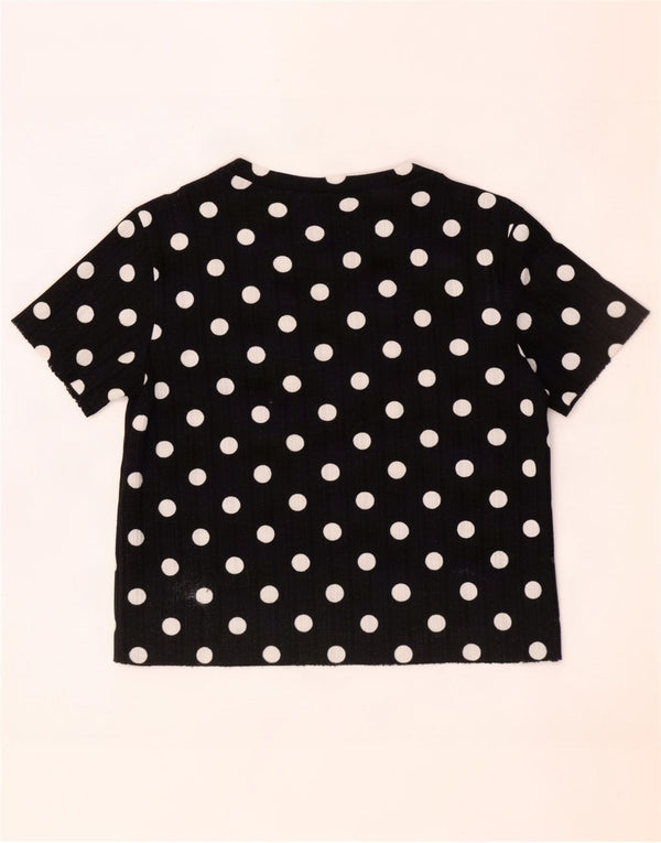 Damski krótki t-shirt Zara UK 14, duży, czarny w kropki