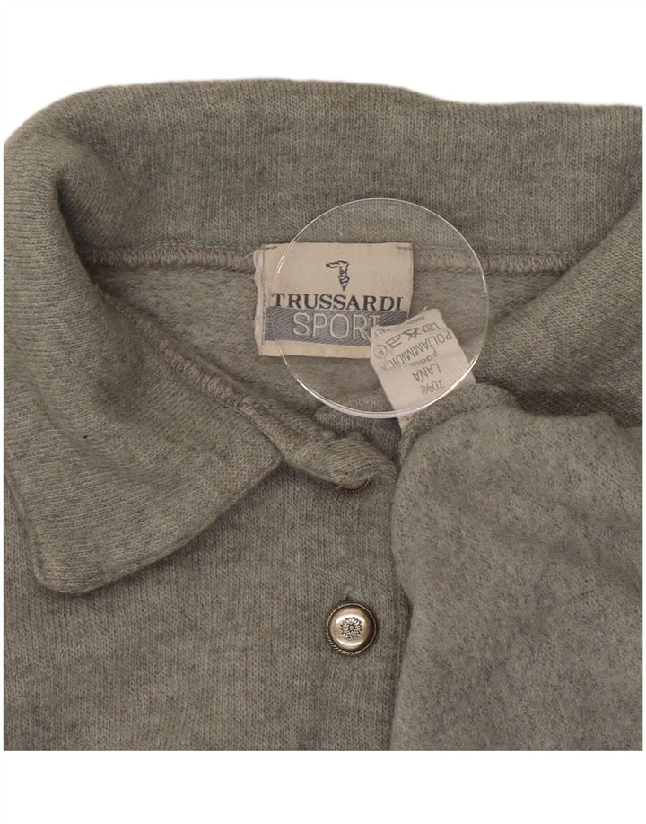 Damski sweter oversize TRUSSARDI z golfem IT 44, średnioszary, wełniany