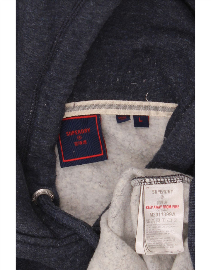 Męski sweter z kapturem Superdry, duży, granatowy, bawełniany w cętki