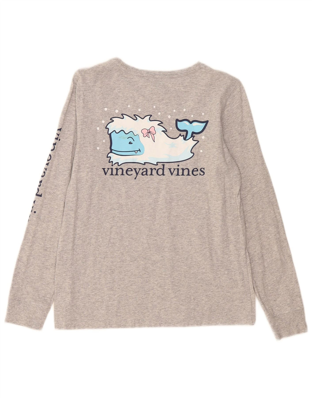 Damski top graficzny Vineyard Vines z długim rękawem, UK 10, mały, szary nakrapiany