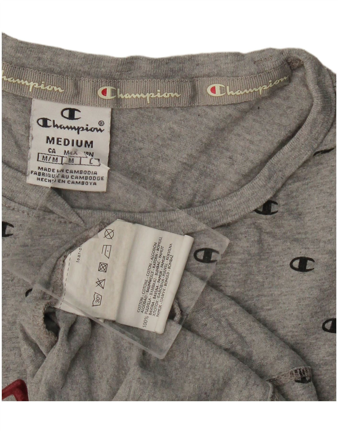 Damska koszulka graficzna CHAMPION Top UK 12, średnia szara bawełna