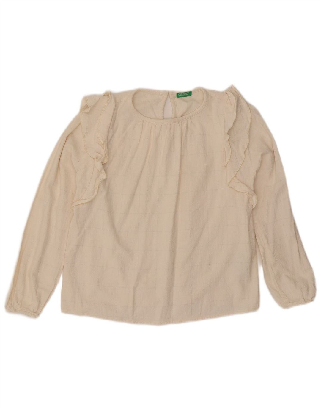 Dziewczęca bluzka Benetton z falbanką z przodu, 11-12 lat, 2XL w białą kratkę