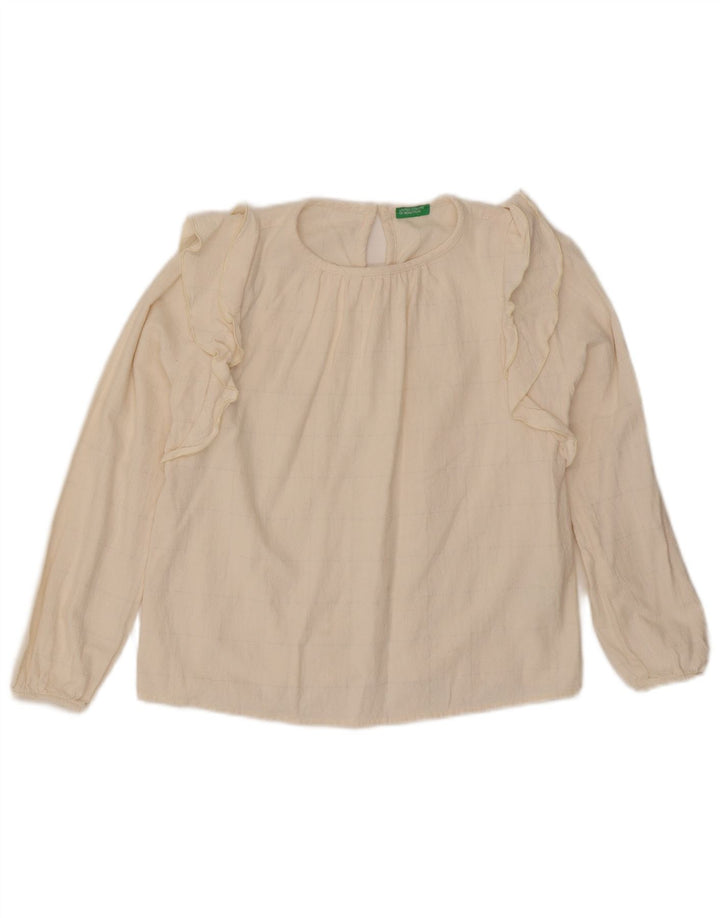 Dziewczęca bluzka Benetton z falbanką z przodu, 11-12 lat, 2XL w białą kratkę