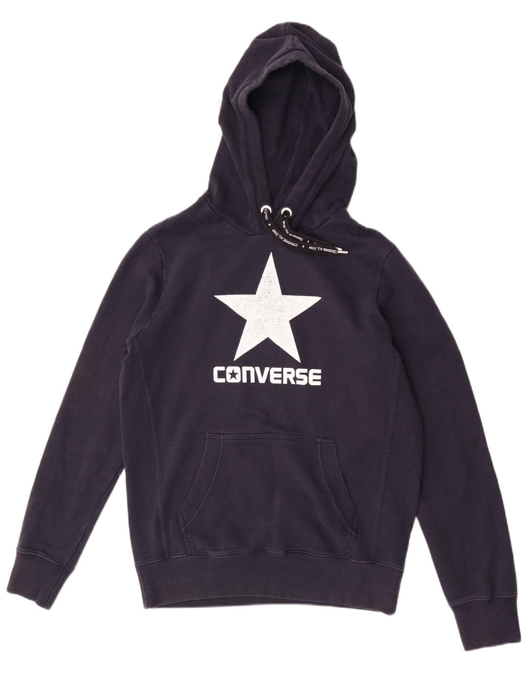 Męski sweter z kapturem Converse z grafiką, średni granatowy, bawełniany
