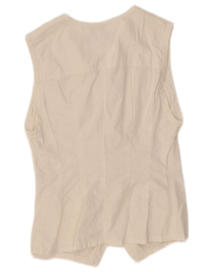 RENE LEZARD Kamizelka damska UK 12 Średnia biała bawełna