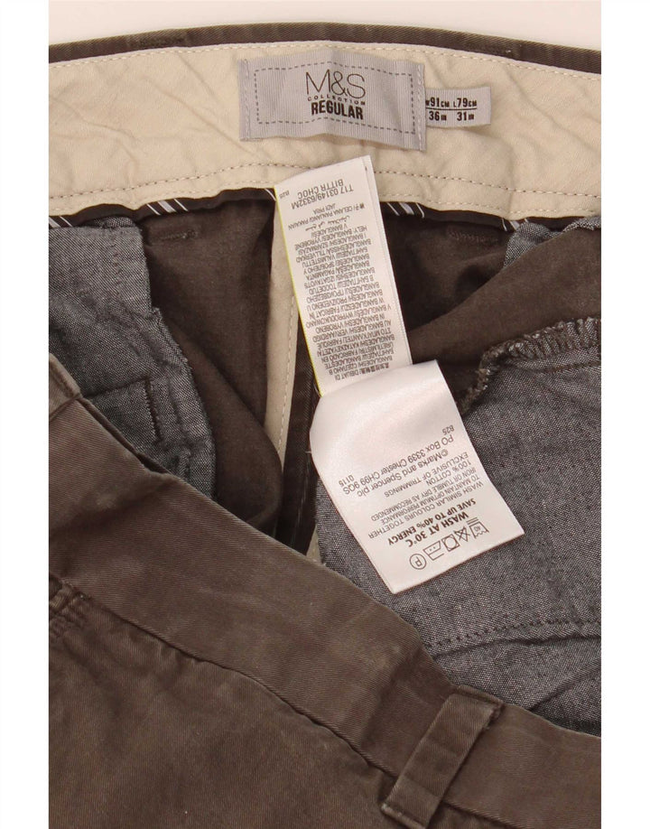 Męskie spodnie typu chino Regular Marks & Spencer W36 L31, bawełna khaki