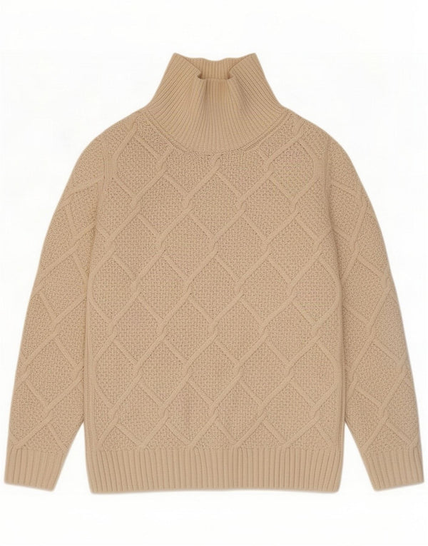 Sweter damski Barbour z wywijanym dekoltem UK 8 Small Beżowa wełna