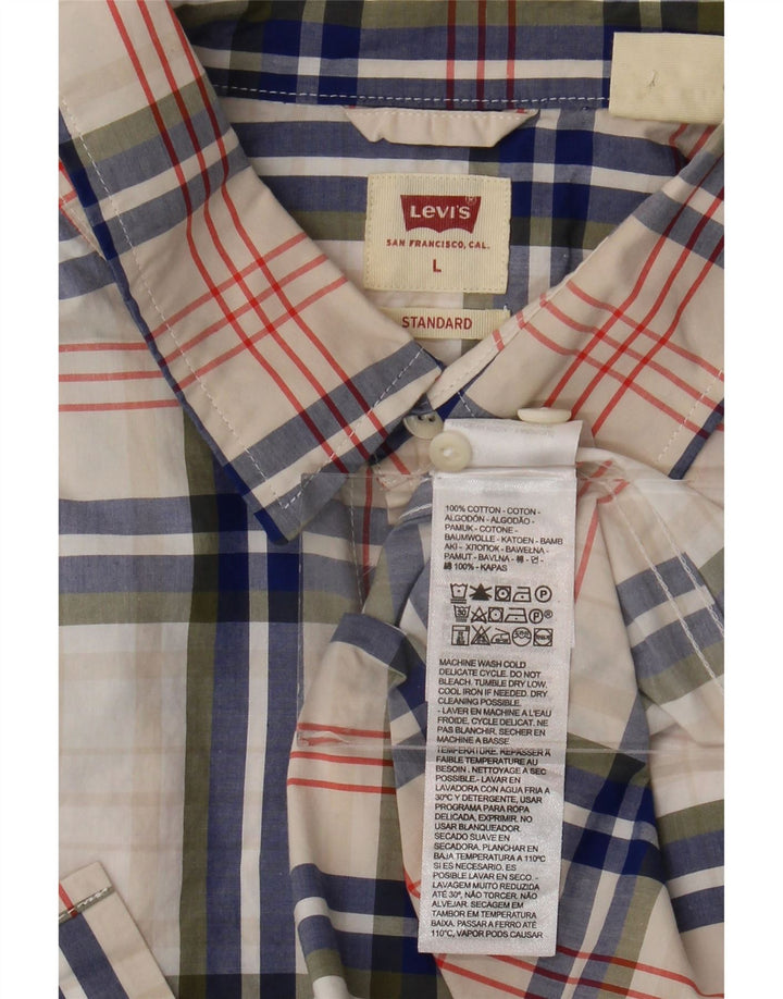 Koszula męska Levi's o standardowym kroju, duża, biała, bawełniana w kratę