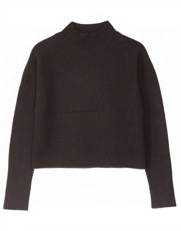 Zara Womens Crop Oversized Turtle Neck Jumper Sweater UK 10 Small Grey