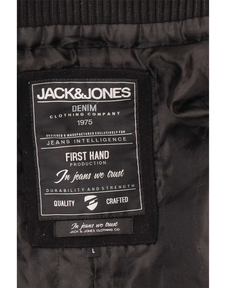 Jack & Jones Męski płaszcz grochowy UK 40, duży, czarny, wełniany