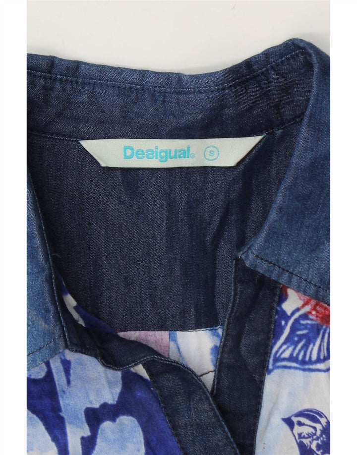Damska bluzka koszulowa Desigual UK 10, mała, niebieska w kwiaty