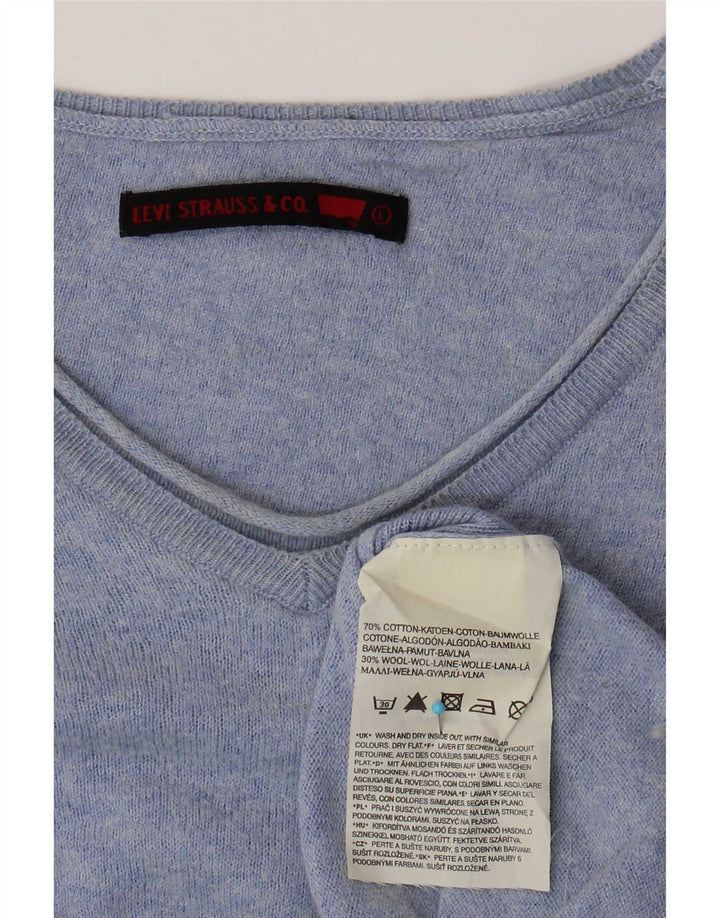 Sweter damski Levi's z dekoltem w kształcie litery V, UK 16, duży, niebieski, bawełniany