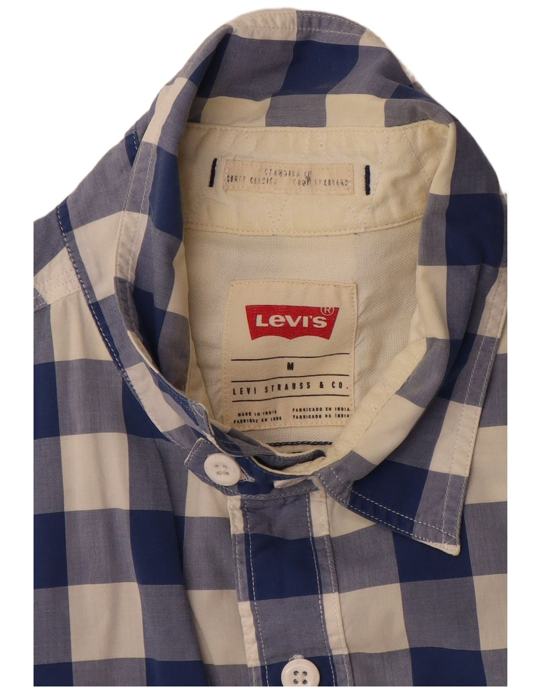 Koszula męska Levi's z krótkim rękawem o standardowym kroju, średnia niebieska bawełna w kratkę