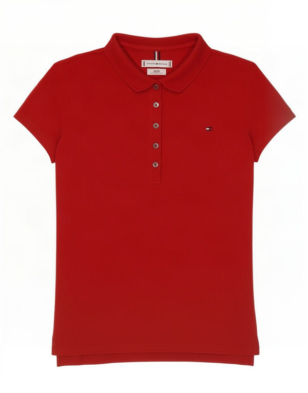 Damska koszulka polo Slim Fit Tommy Hilfiger UK 6 XS, czerwona bawełna