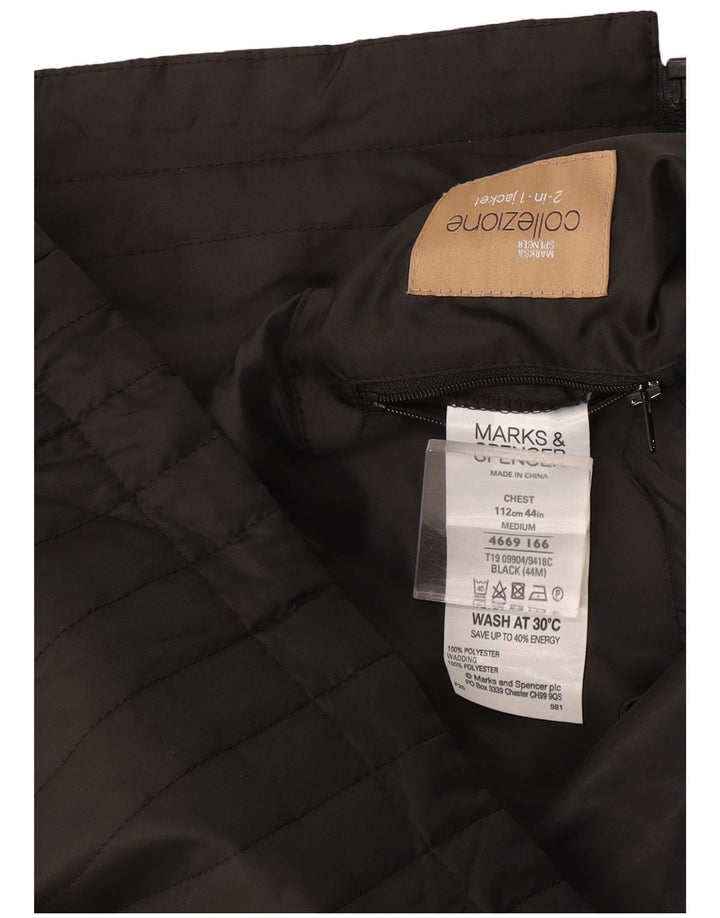 Męska kamizelka Marks & Spencer Liner UK 38, średni czarny poliester