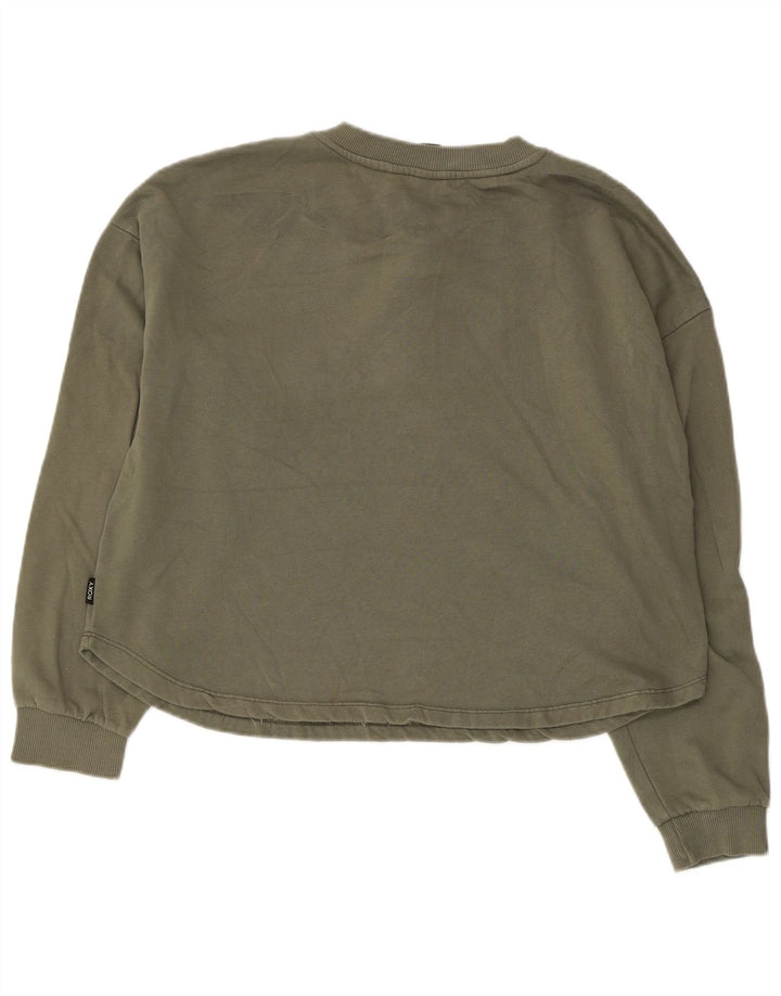 Damska bluza Roxy z guzikami i dekoltem, UK 16, duża bawełna khaki