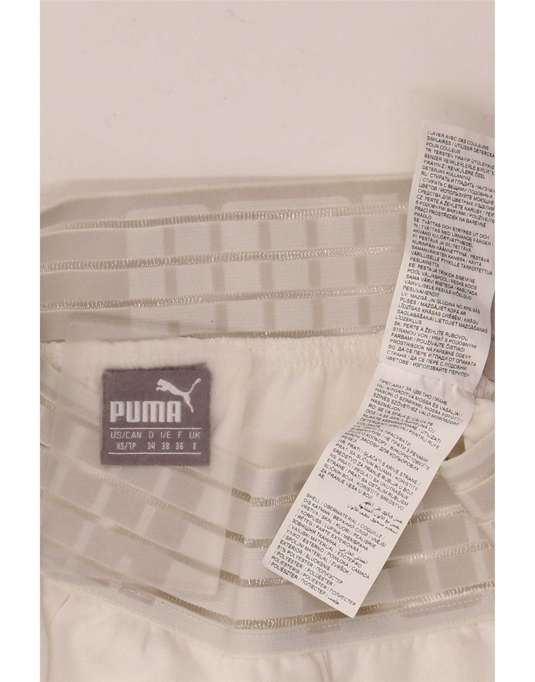 Damskie spodenki sportowe Puma Graphic UK 8, małe, białe, poliestrowe