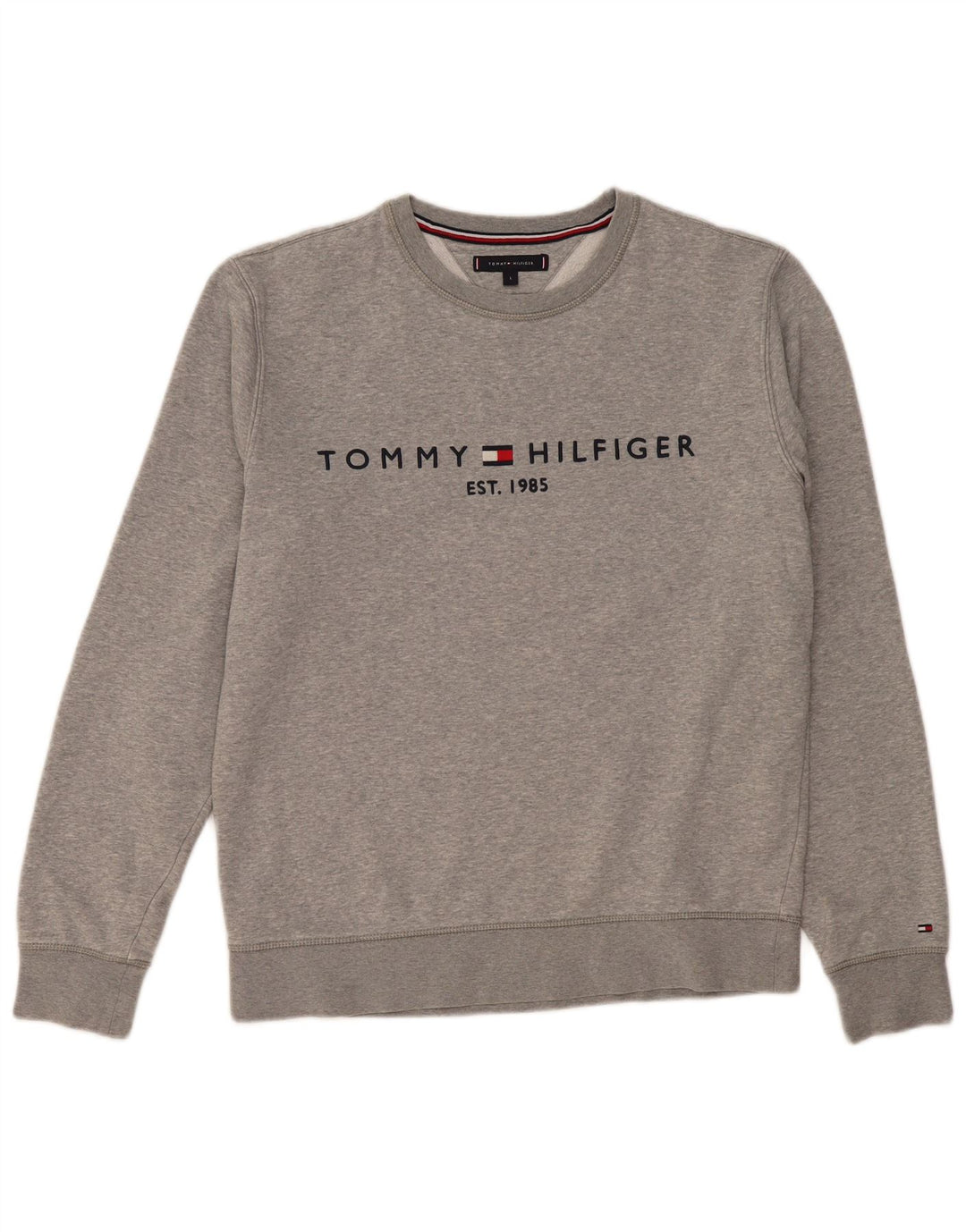 Męska bluza z grafiką Tommy Hilfiger, duża, szara, bawełniana