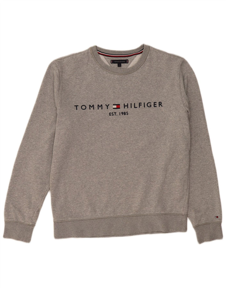 Męska bluza z grafiką Tommy Hilfiger, duża, szara, bawełniana