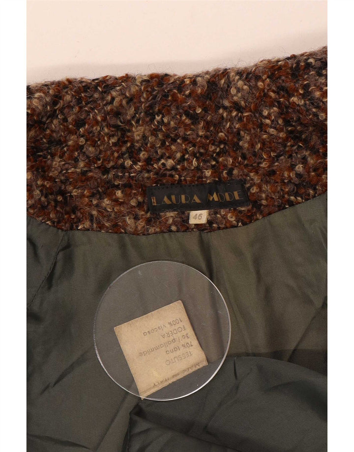 Płaszcz damski w stylu vintage IT 46, duży, brązowy, wełniany