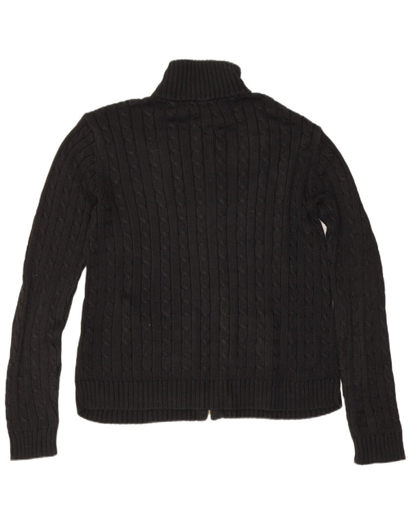 Ralph Lauren Womens Cardigan Sweater UK 14 Medium Black Cotton