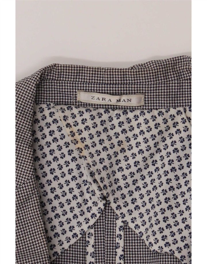 Zara Męska marynarka zapinana na 2 guziki UK 40, duża, szara, bawełniana w pepitkę