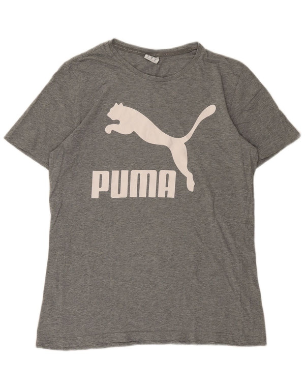 Męski T-shirt z grafiką Puma, średni szary, nakrapiany