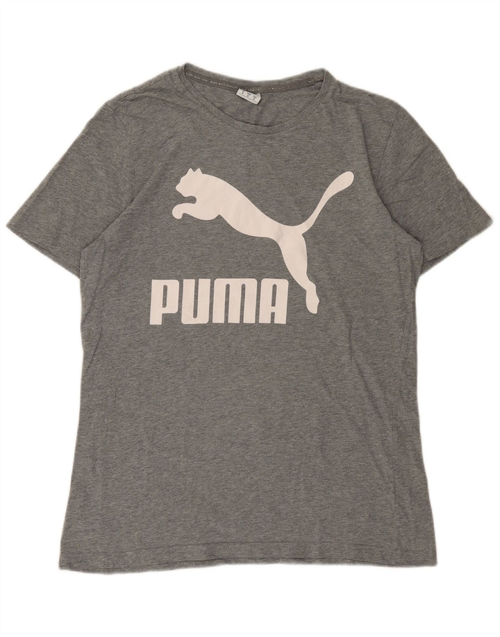 Męski T-shirt z grafiką Puma, średni szary, nakrapiany