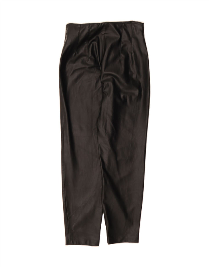 ZARA Womens Tapered Leather Trousers Small W26 L26 Black Vintage Zara and Second-Hand Zara from Messina Hembry 