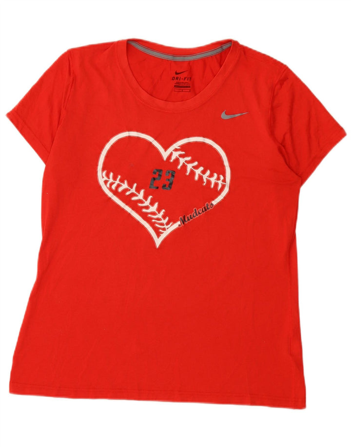 Damski T-shirt Nike Mudcats Graphic Top UK 14, duży, czerwony poliester