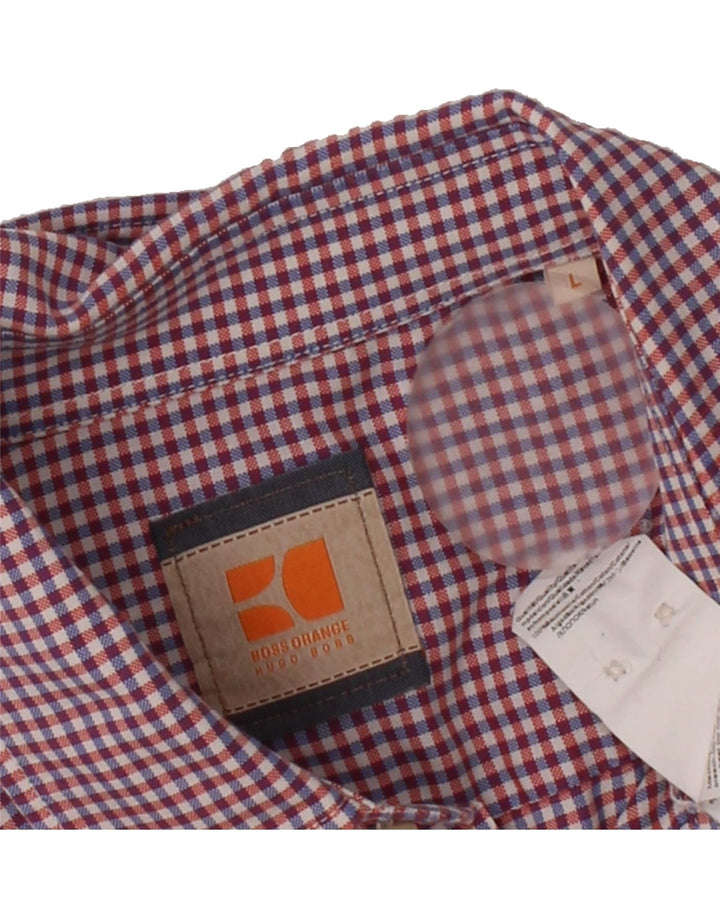 HUGO BOSS Mens Shirt Large Red Check Cotton Vintage Hugo Boss and Second-Hand Hugo Boss from Messina Hembry 