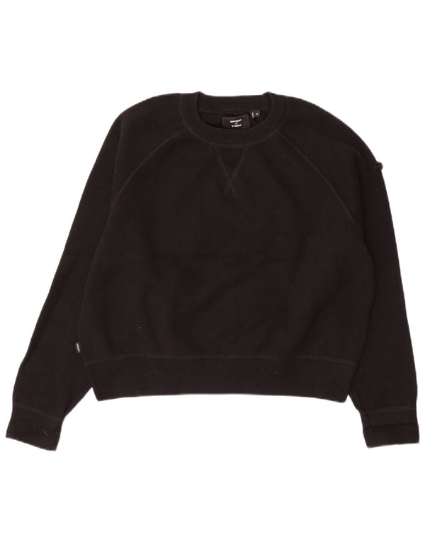 SUPERDRY Damska bluza oversize typu Crop, UK 10, mała, czarna, bawełniana