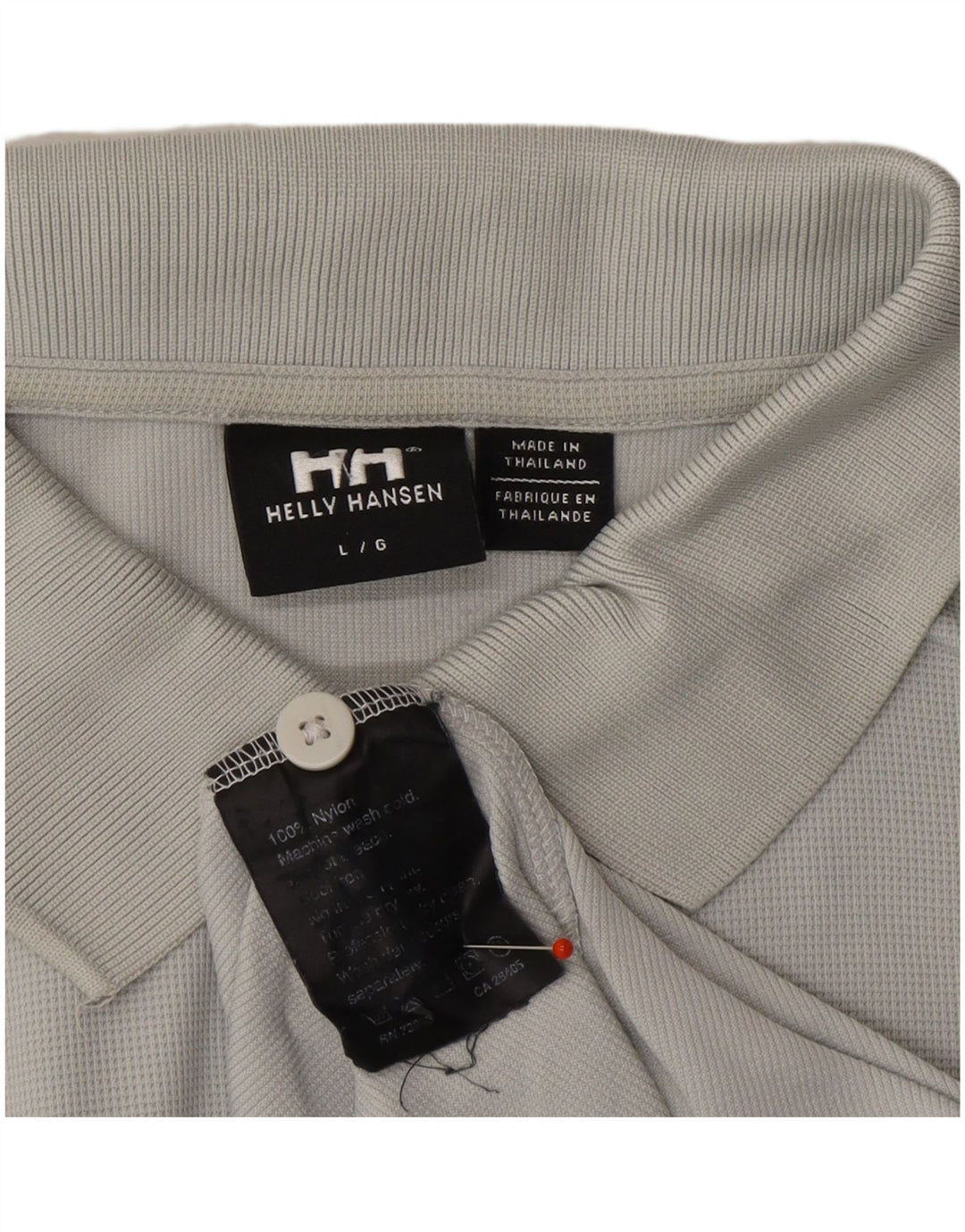 HELLY HANSEN Mens Polo Shirt Large Grey Nylon