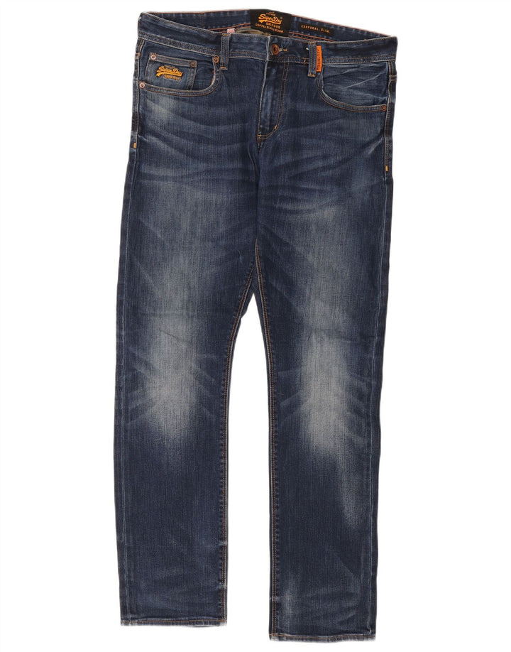 Męskie jeansy Superdry Corpporal W34 L32 Niebieskie, bawełniane