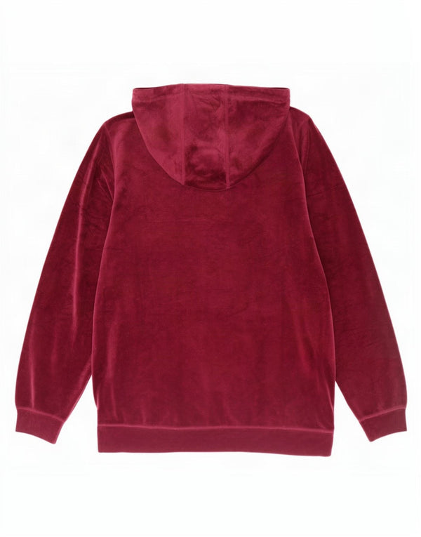 Damski sweter z kapturem Dkny Graphic, welurowy UK 16, duży bordowy poliester
