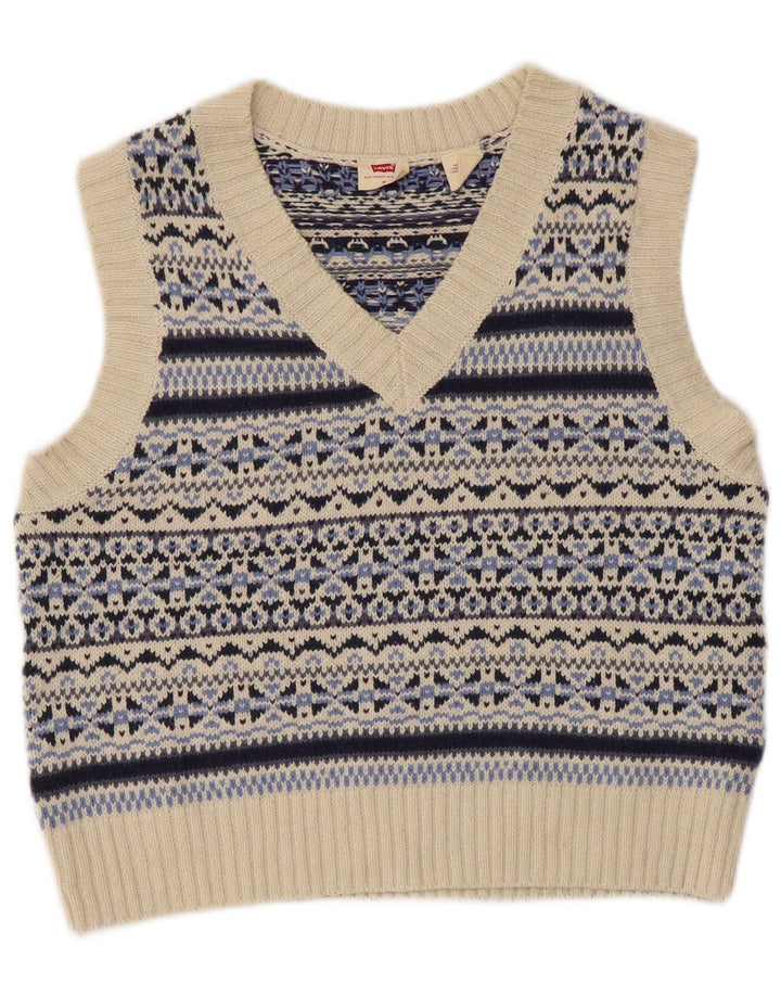Damski podkoszulek Levi's Crop Vest UK 12 Średni niebieski Fair Isle Cotton