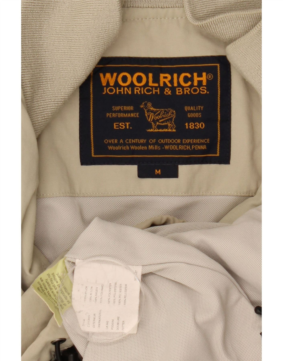 Męska kurtka bomber Woolrich UK 38 Średni beżowy nylon