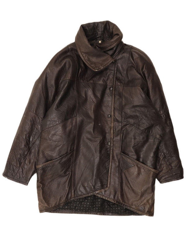 Vintage damska kurtka skórzana oversize EU 44 XL, brązowa skóra