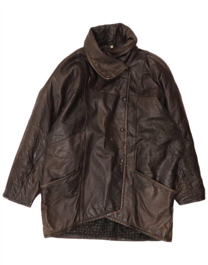 Vintage damska kurtka skórzana oversize EU 44 XL, brązowa skóra