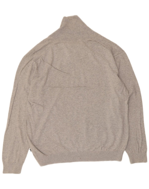 Nautica Mens Shawl Neck Jumper Sweater 2XL Grey Flecked Cotton