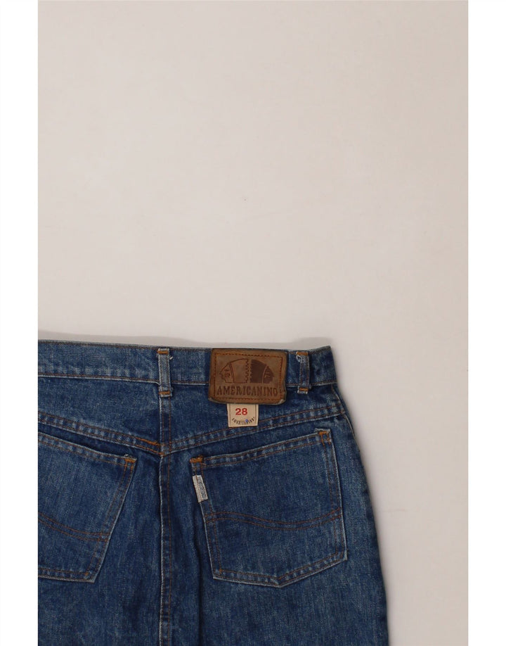 AMERICANINO Womens Denim Skirt W28 Medium Navy Blue Cotton Vintage Americanino and Second-Hand Americanino from Messina Hembry 